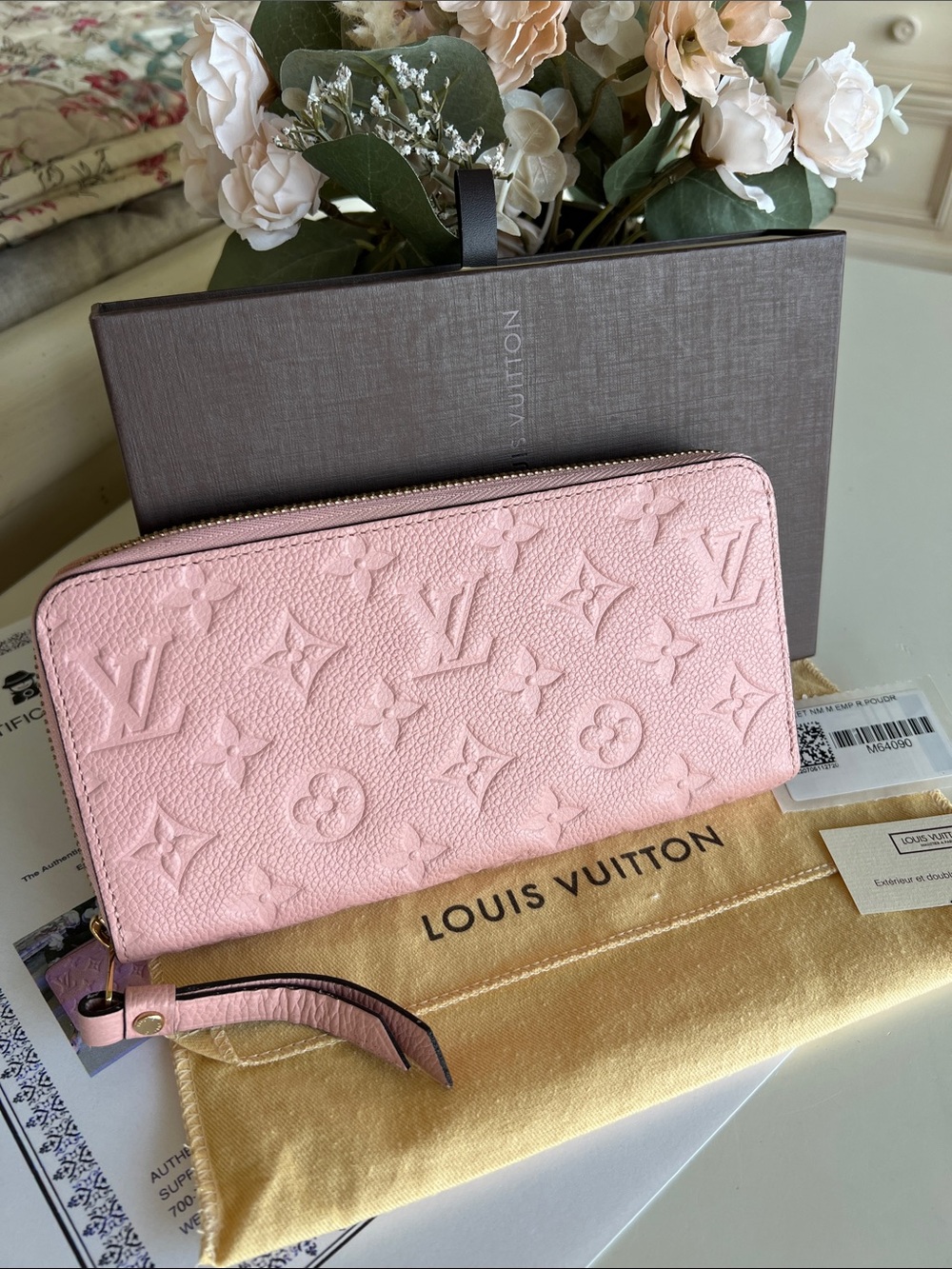 LOUIS VUITTON Empreinte Long Zippy Wallet in Rose Poudre 🌸